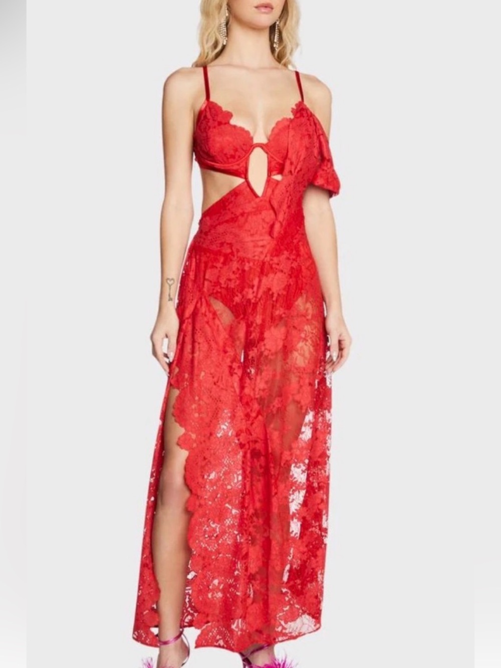 NWT For Love and Lemons Kaia Red maxi dress